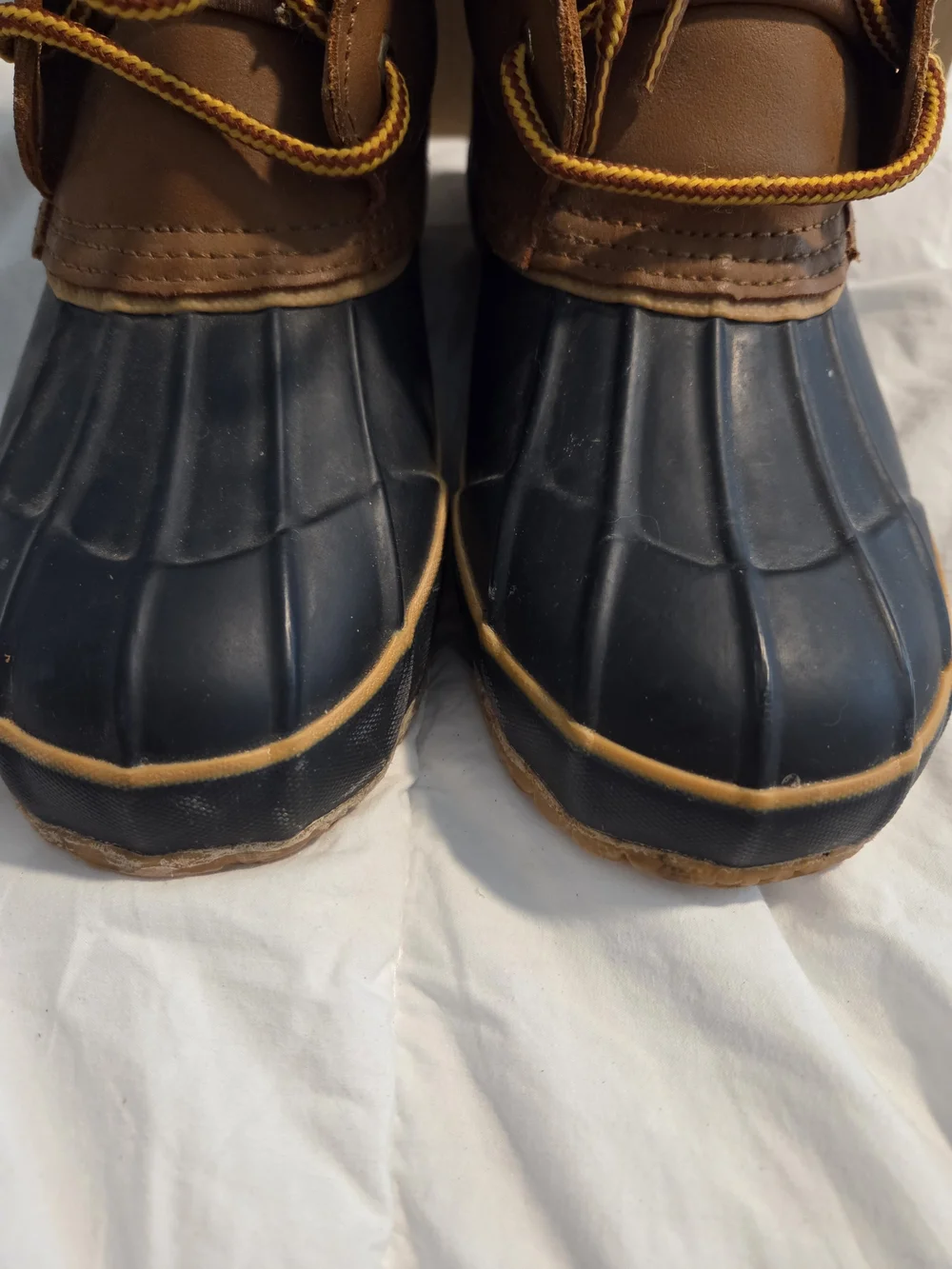 Igloo Brown and Black Womens Waterproof Duck Boots with Yellow Laces